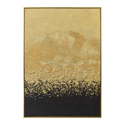Gold Accentuated Black Acrylic Painting 82.5x122.5 cm