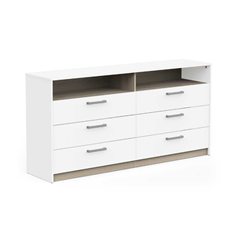 Commode 3+3 Tir+Niches – Matt White & Kronberg Oak