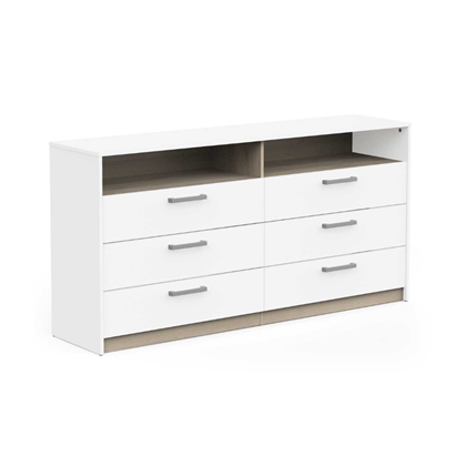 Commode 3+3 Tir+Niches – Matt White & Kronberg Oak