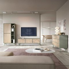 TV Unit 3 Doors - Herringbone Scandi & Eucalyptus