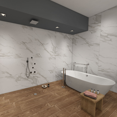 Statuario Glossy White Tiles - 60x120cm (€15/sqm)