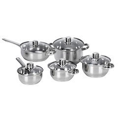Set Of Steel Pots With Glass Lids