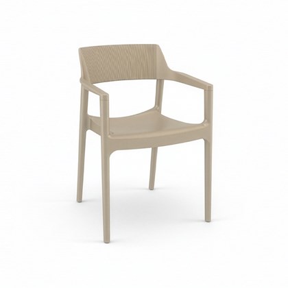 Modern Stackable Plastic Armchair – Taupe