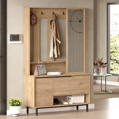 Cabinet Dresser With Coat Rack Light Oak