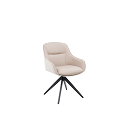 Swivel Dining Chair – Taupe Leather & Fabric