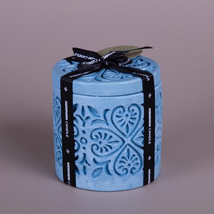 Maltese Tile Large Cylinder Jar Blue Lavender Mint