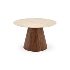 Travertine Round Dining Table - Walnut Base (4-Seater)