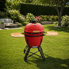Kamado BBQ 21 Inch with Side Tables - Red