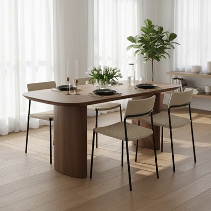 Dining Table 1850 x 895 x 750mm - Walnut & Travertine