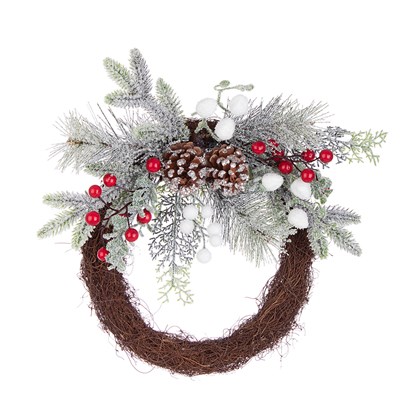 Joselyn Red White Berries Wreath D38