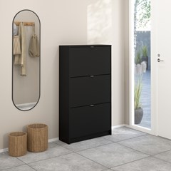 Shoes Shoe Cabinet W. 3 Tilting Doors And 2 Layers Black