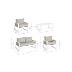 Sofa Set of 4 – White & Grey
