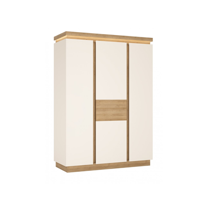 3 Doors Wardrobe – Riviera Oak Light & White High Gloss