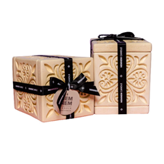 Small Cube Jar Heart Candle - Grey