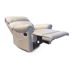 Manual Recliner Chair Beige PU 92x90x105