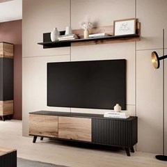 Hanging Shelf P-1 Black Slat & Oak