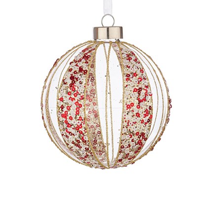 Spangly Red Gold Ball 10cm