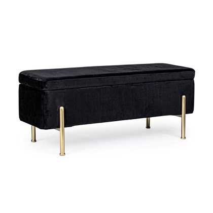 Velvet Storage Bench 2-Seater - Black