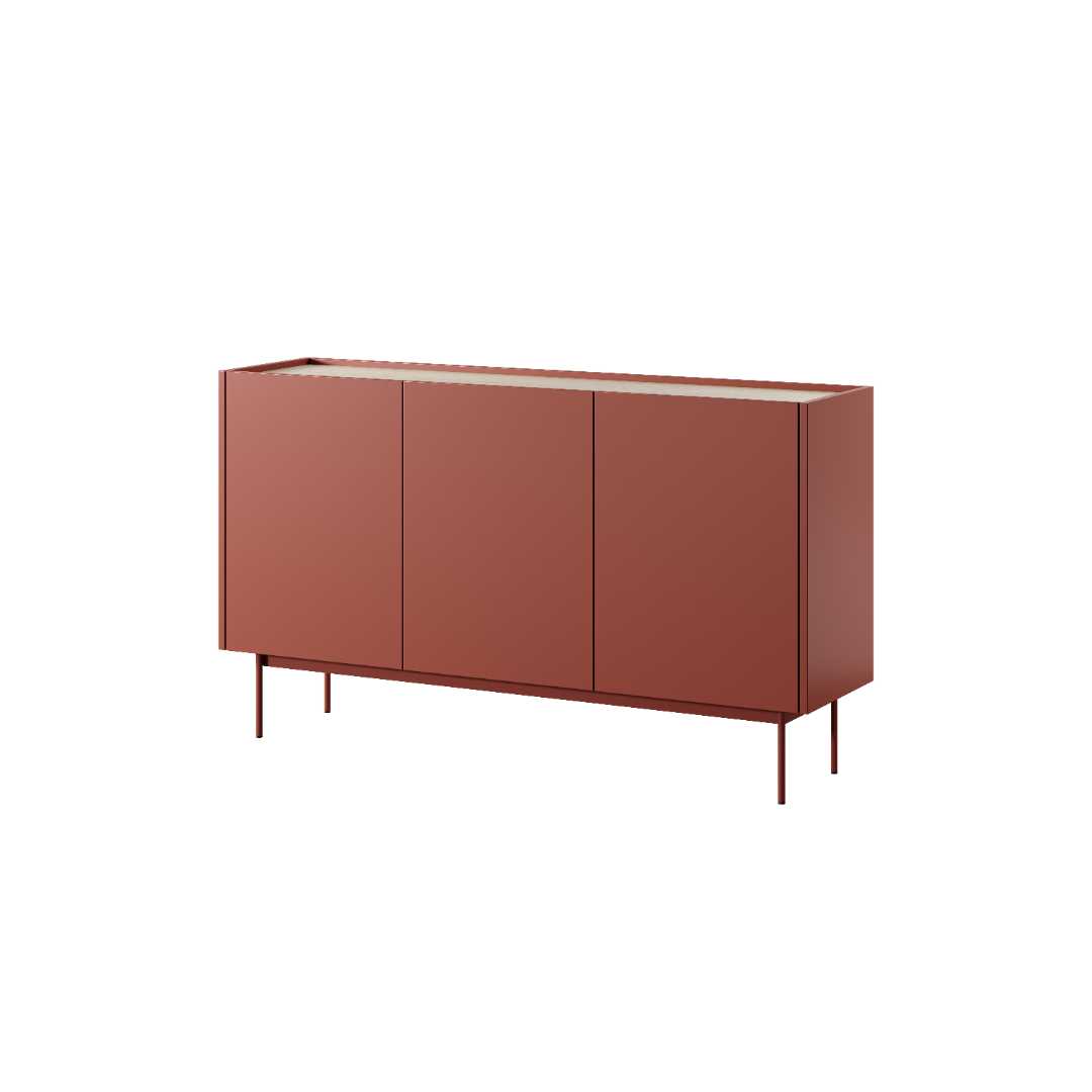 Sideboard 3 Doors – Ceramic Red & Linea Oak