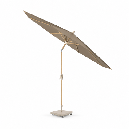 Round Parasol D300 cm – Taupe Fabric and Teak Look Frame