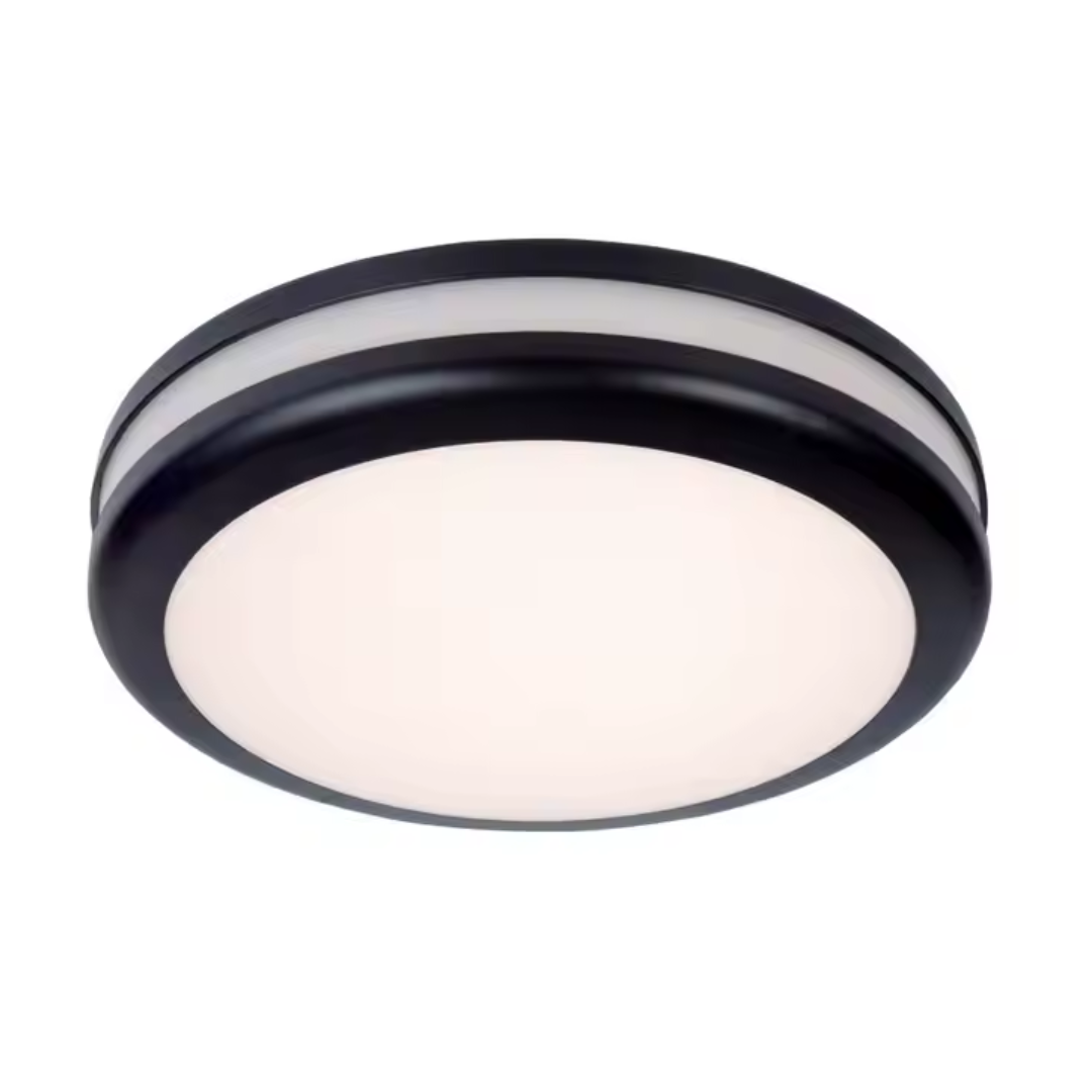 Plastic Ceiling Light IP54 Black E27 x 2