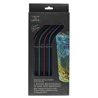 Colored Stainless-Steel Straws with Brush