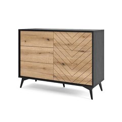 Sideboard 1 Doors 3 Drawers - Oak & Black