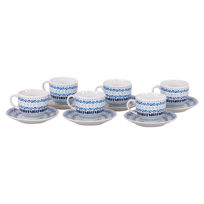 Coffee Set Porcelain White and Blue 80ml - 6pcs