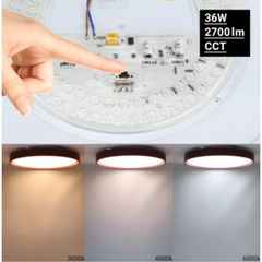 LED Ceiling Light – White & Red Velvet