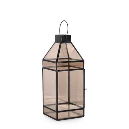 Glass Lantern Siwan Black 1H H42