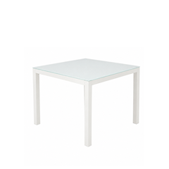 Outdoor Dining Set White – 4 Aluminium Padded Sling Chairs & Glass Table