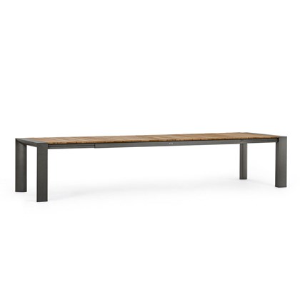 Aluminium & Wooden Extendable Table 253-319-384x110cm