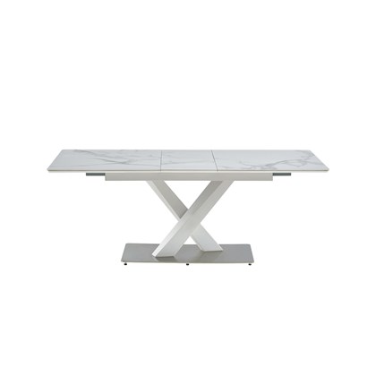 White and Silver Extendable Dining Table