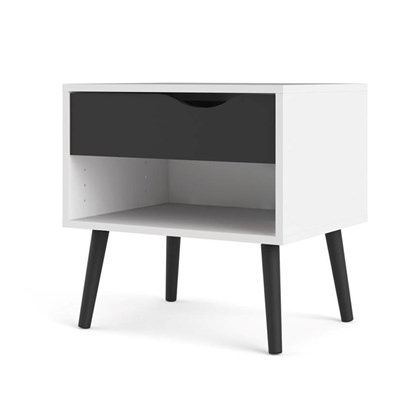 Oslo Nightstand 1 Drawer White & Matt Black