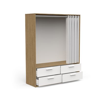 Dressing Wardrobe with 4 Drawers & Hanging Space – Hamilton Oak & Matte White