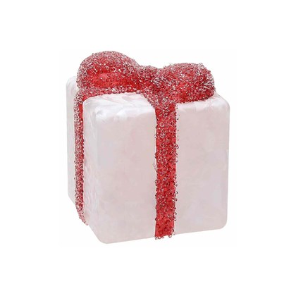 Gift Box LED 8x8 H10 Cm Glass Red