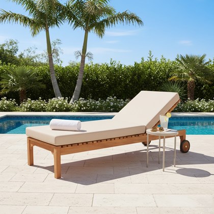 Wooden Sun Lounger with Cushion