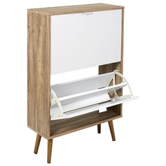 Shoe Cabinet with 2 Doors – White & Brown