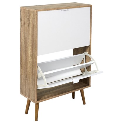 Shoe Cabinet with 2 Doors – White & Brown
