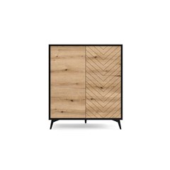 High Sideboard 2 Doors - Oak & Black