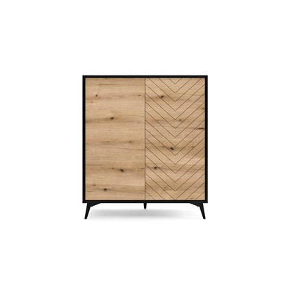 High Sideboard 2 Doors - Oak & Black