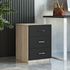 Office Chest With Drawers Oak Larex Black
