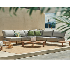 Outdoor Corner Sofa Aluminium  Wood Effect