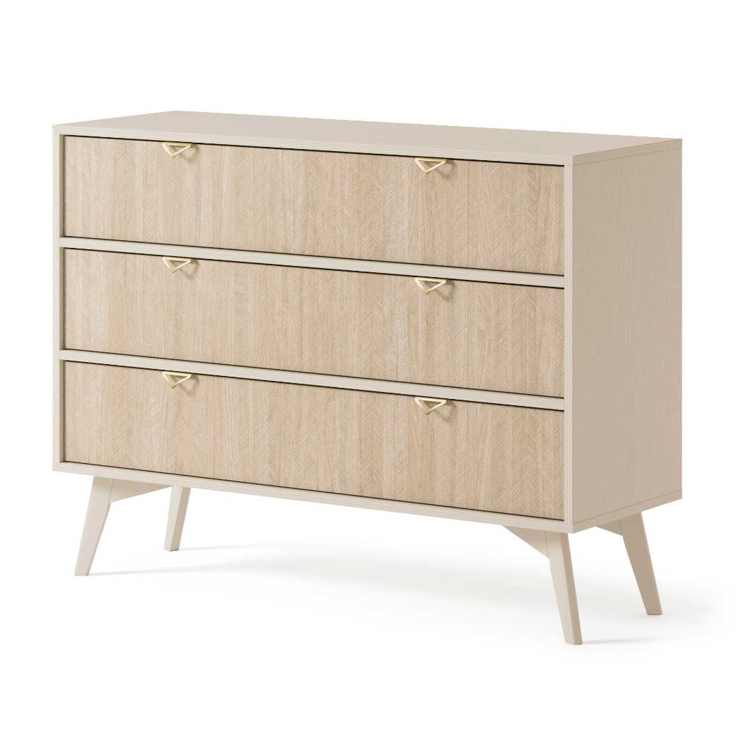 Sideboard 3 Drawers - Chevron Scandi & Beige