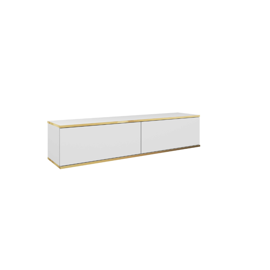 TV Unit with Gold Legs – White