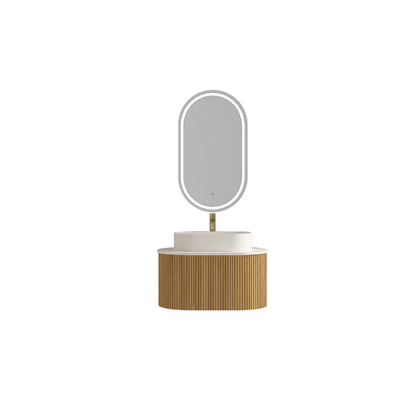 Bathroom Vanity Unit – Oak Wood Finish with Porcelain Slab & Ceramic Basin