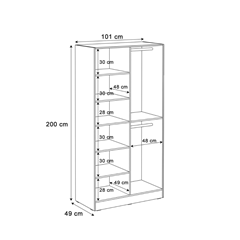 Wardrobe with Milled Glass - Black
