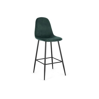 Black with Dark Green Velvet Bar Stool