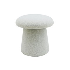 Round Stool in Teddy Mushy Fabric in White