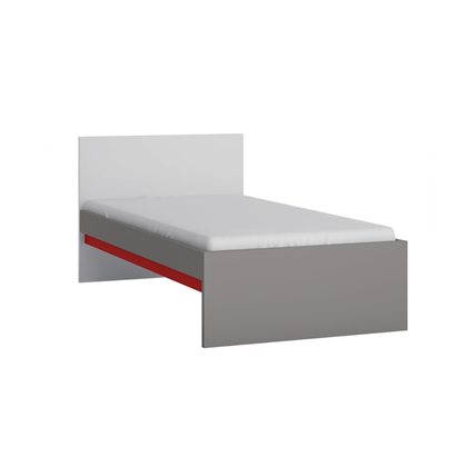 Bed 90x200 – Platinum Grey & Chili Red